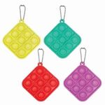 Fidget Popper Square Shape w/Keychain - Full Color Imprint -  