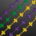 Fleur de Lis Beads for Mardi Gras with White Medallion -  