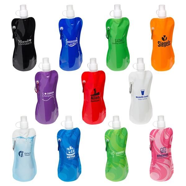 Main Product Image for Custom Flex Foldable 16 Oz Water Bottle With Carabiner