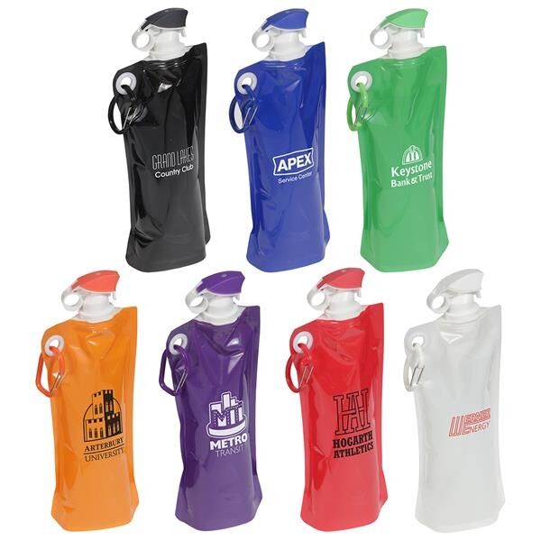 Main Product Image for Marketing Flip Top Foldable Water Bottle With Carabiner
