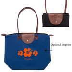 Folding Tote with Leather Flap Closure -  