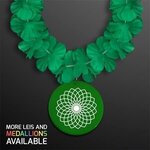 Green Flower Lei Necklace with Medallion (Non-Light Up) -  