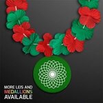 Buy Green & Red Flower Lei Necklace w/ Medallion (Non-Light Up)