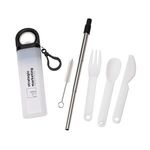 Griffith 3-in-1 Metal Straw, Cutlery Set & Bottle Opener - Black