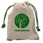Handy Canvas Drawstring Tote - Natural With Green Stripe Strings