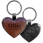 Heart-Shaped Beveled Wood Gunmetal Key Chain -  