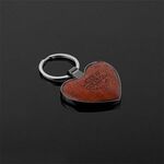 Heart-Shaped Beveled Wood Gunmetal Key Chain -  