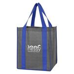 Heathered Non-Woven Shopper Tote Bag - Royal Blue With Gray