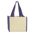 Heavy Cotton Canvas Tote Bag - Natural With Purple