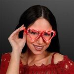 Holiday Hearts Light Up Candy Cane Glasses - Red-white