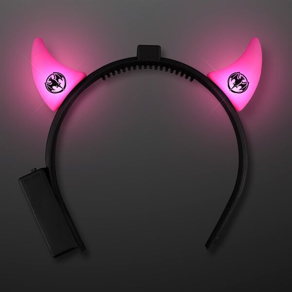 Main Product Image for Custom Printed Hot Pink Devil Horns with LEDs
