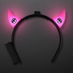 Hot Pink Devil Horns with LEDs - Pink-black