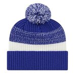 In Stock Embroidered Thick Ribbed Knit Cap with Cuff - Royal/white