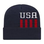In Stock Patriotic Knit Cap with Cuff - True Navy-white-true Red