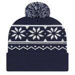 In Stock Snowflake Knit Cap w/ Cuff - True Navy