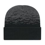 In Stock Static Pattern Knit Cap with Cuff - Black-dark Heather