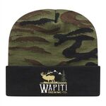 In Stock Woodland Camo Knit Cap with Cuff - Woodland Camo-black