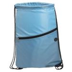 Incline Drawstring Backpack with Zipper - Carolina Blue