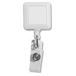 "KENT VL" 30" Cord Square Retractable Badge Reel and Badge Holde - White