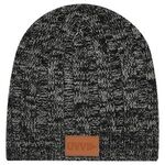 Knit Beanie With Leather Tag -  