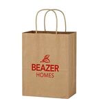 Buy Custom Printed Kraft Paper Brown Shopping Bag - 8" x 10-1/4"