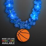 LED Blue Lei with Basketball Medallion - Blue