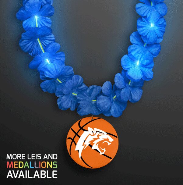Main Product Image for LED Blue Lei with Basketball Medallion