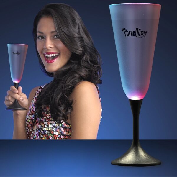 Main Product Image for Custom Printed LED Champagne Glass with Black Base