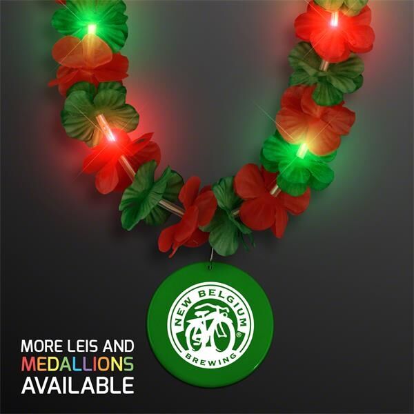 Main Product Image for LED Christmas Hawaiian Lei Party Necklace with Green Medallion