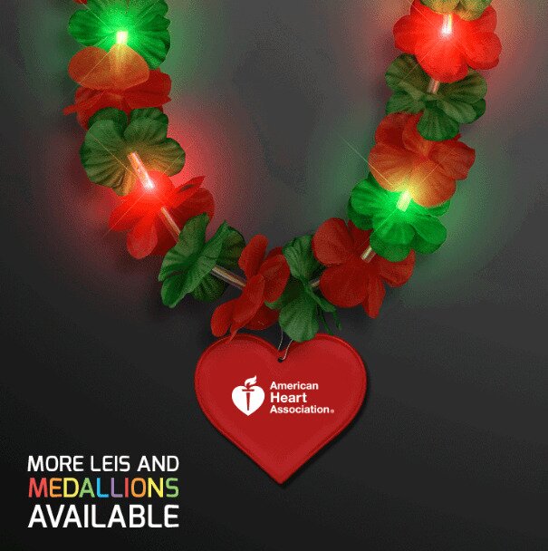 Main Product Image for LED Christmas Hawaiian Lei w/ Heart Medallion