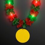 LED Christmas Hawaiian Lei w/ Yellow Medallion - Yellow