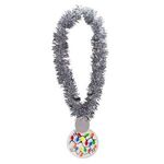 LED Christmas Medallion Tinsel Necklace -  