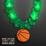 LED Green Lei with Basketball Medallion - Orange