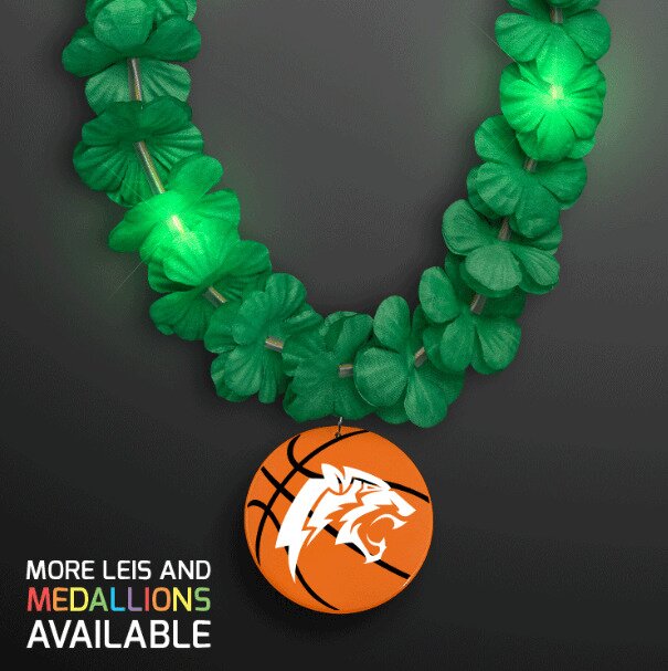 Main Product Image for LED Green Lei with Basketball Medallion