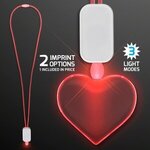 LED Neon Lanyard with Acrylic Heart Pendant - Red -  