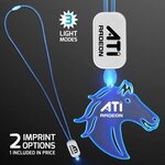 LED Neon Lanyard with Acrylic Horse Pendant - Blue -  