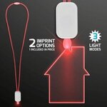 LED Neon Lanyard with Acrylic House Pendant - Red -  