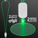 LED Neon Lanyard with Acrylic Oval Pendant - Green -  