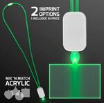 LED Neon Lanyard with Acrylic Rectangle Pendant - Green -  