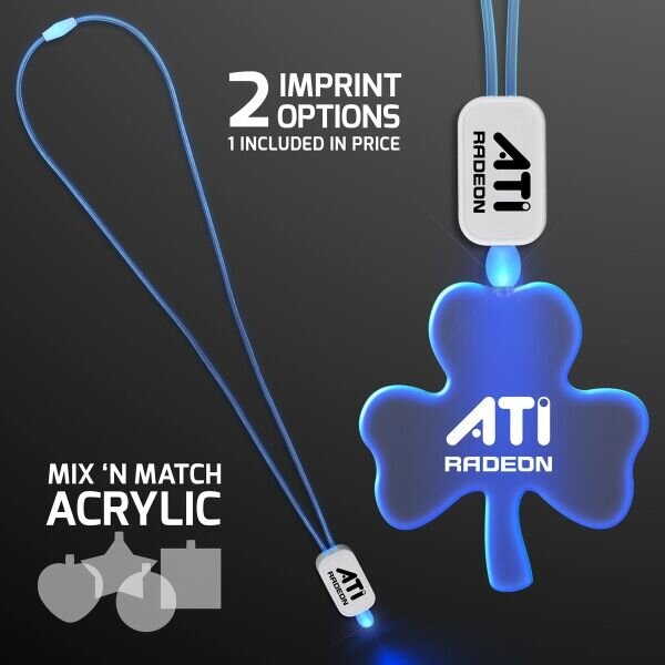 Main Product Image for LED Neon Lanyard with Acrylic Shamrock Pendant - Blue