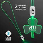 LED Neon Lanyard with Acrylic Shamrock Pendant - Green -  