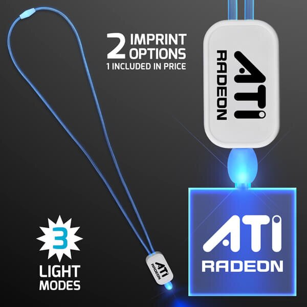 Main Product Image for LED Neon Lanyard with Acrylic Square Pendant - Blue