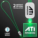 LED Neon Lanyard with Acrylic Square Pendant - Green -  