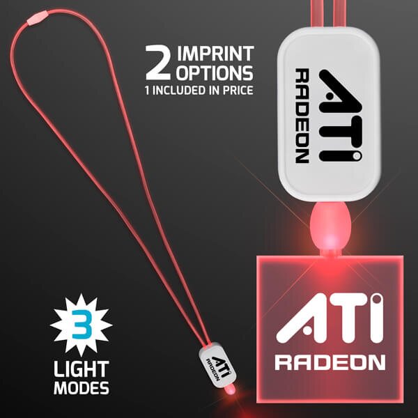Main Product Image for LED Neon Lanyard with Acrylic Square Pendant - Red