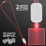LED Neon Lanyard with Acrylic Square Pendant - Red -  