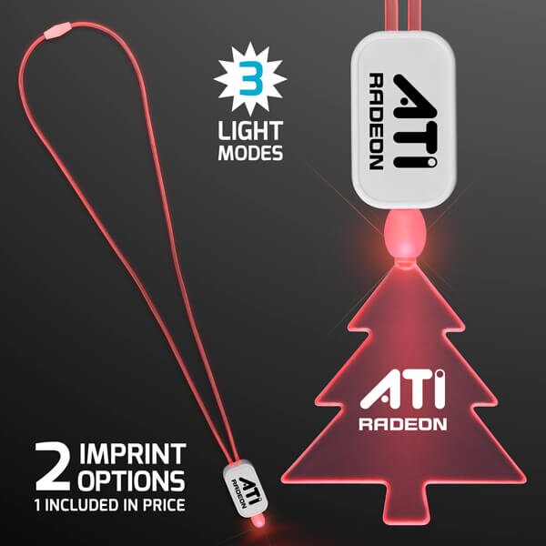 Main Product Image for LED Neon Lanyard with Acrylic Tree Pendant - Red