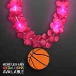 LED Pink Lei with Basketball Medallion - Pink
