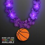 LED Purple Lei with Basketball Medallion - Purple