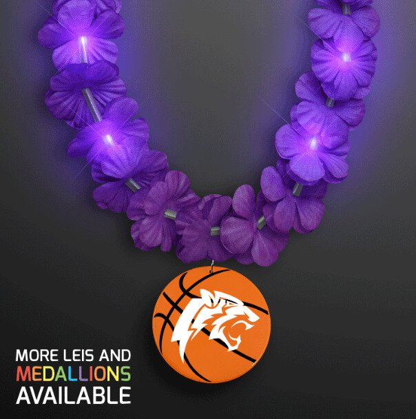 Main Product Image for LED Purple Lei with Basketball Medallion