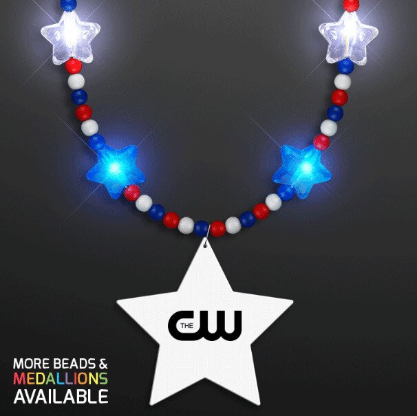 Main Product Image for LED Red, White, & Blue Beads with Star Medallion